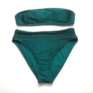 Xhilaration Green 2pc Ribbed Bikini Padded Bandeau High Waist Bottom Mixed Sizes